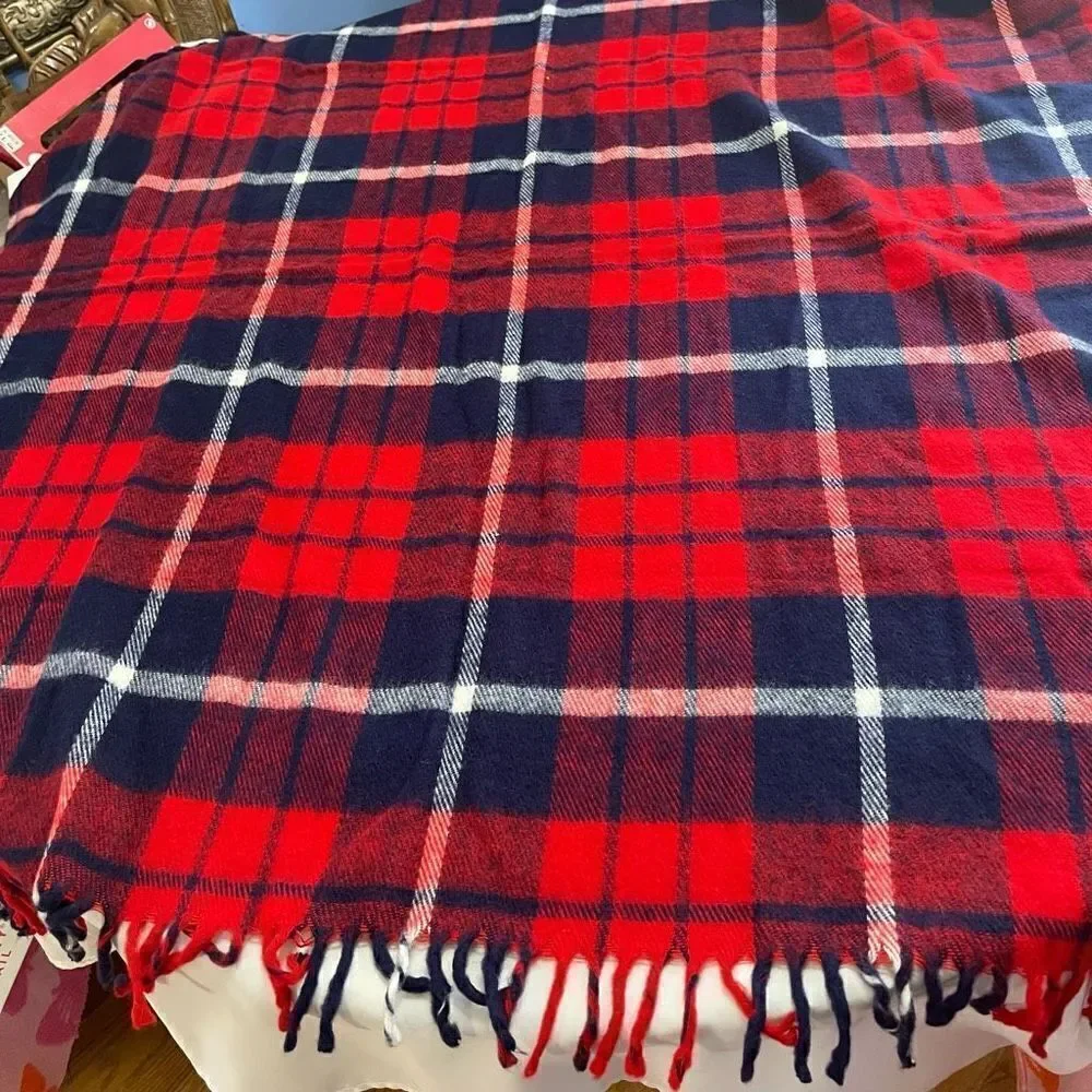 Faribo Woolen Mill Company Acrylic Plaid Wool Fringe Blanket Throw